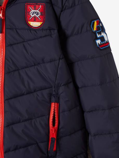 Ski Jacket with Hood & Sherpa Lining for Boys Dark Blue 