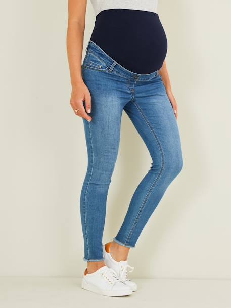 7/8 Maternity Slim Fit Jeans with Tears Light Denim Blue 