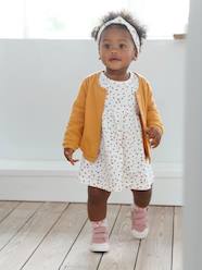 -3-Piece Outfit: Dress + Cardigan + Headband for Baby Girls
