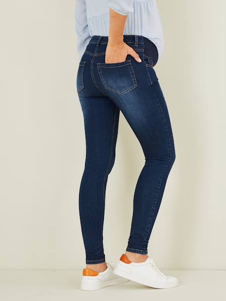 Skinny Leg Jeans with Narrow Belly Band, for Maternity Dark Blue 