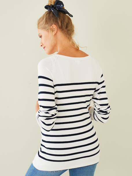 Sailor-Type Top, Maternity & Nursing Special White Stripes 