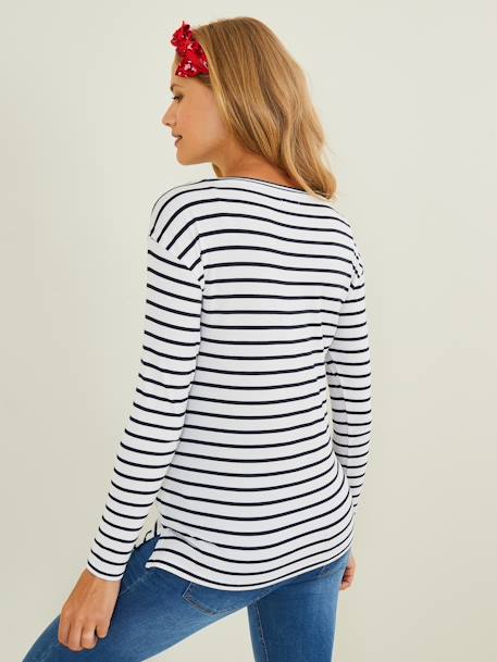 Crossover Top, Maternity & Nursing Special olive+Red Stripes+White Stripes 