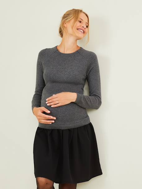 Dual Fabric Dress, Maternity & Nursing Grey Anthracite 