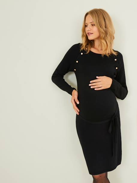 Knitted Dress, Maternity & Nursing Special Black 