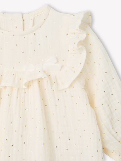 Dress and tights set for baby girls ecru 