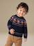 Jacquard knit jumper with long sleeves for baby boys navy blue 