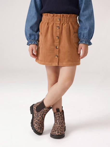Corduroy Skirt with Heart Pockets for Girls anthracite+camel+mauve+peacock blue 