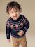 Jacquard knit jumper with long sleeves for baby boys navy blue 