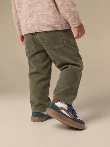 Corduroy trousers for baby boys khaki+navy blue 