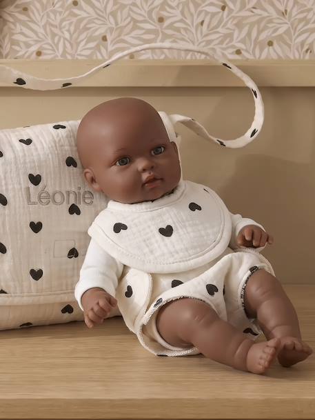 Premium Doll Changing Bag + Nappy + Bib black+ecru 