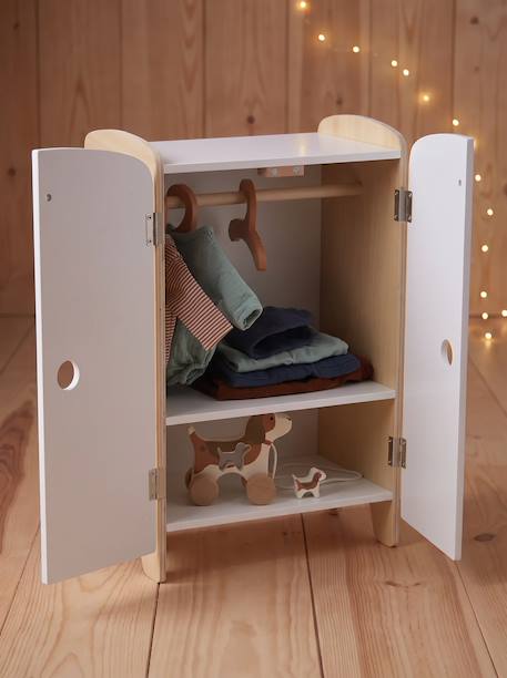 FSC® 100% wooden doll wardrobe white 