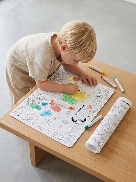 Colouring mat set + felt-tip pens white 