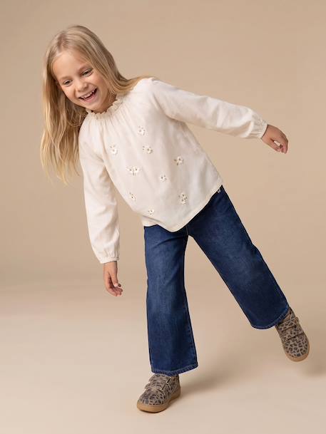 Long blouse top for girls ecru 