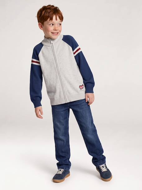 Zip-up cardigan with high neck for boys marl grey 