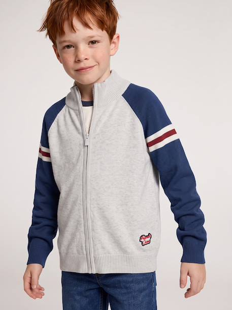 Zip-up cardigan with high neck for boys marl grey 