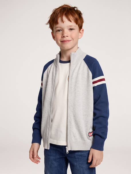 Zip-up cardigan with high neck for boys marl grey 