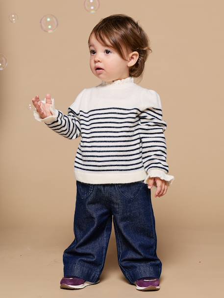 Long-sleeved knitwear for baby girls ecru 