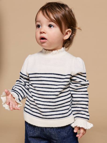 Long-sleeved knitwear for baby girls ecru 