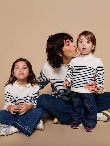 Long-sleeved knitwear for baby girls ecru 
