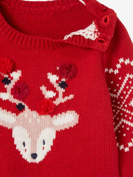 Unisex Christmas Jumper, Reindeer, for Babies Dark Red 