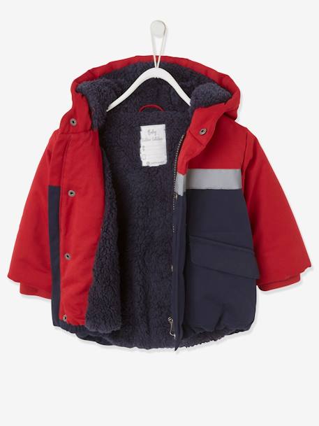 Colourblock Padded Jacket for Baby Boys Dark Red 