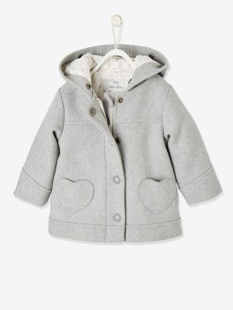 Coat with Hood for Baby Girls Light Grey+taupe 
