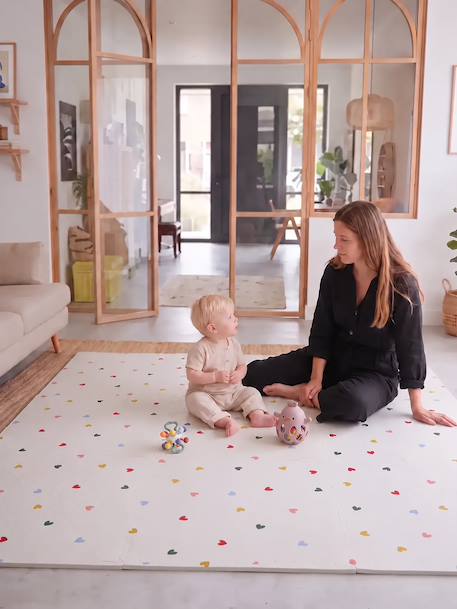 Large 9 Tile Foam Mat beige+ecru+mauve+multicoloured+rose 