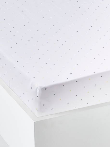 Fitted Sheet for Babies, LAPIN VERT White/Print 