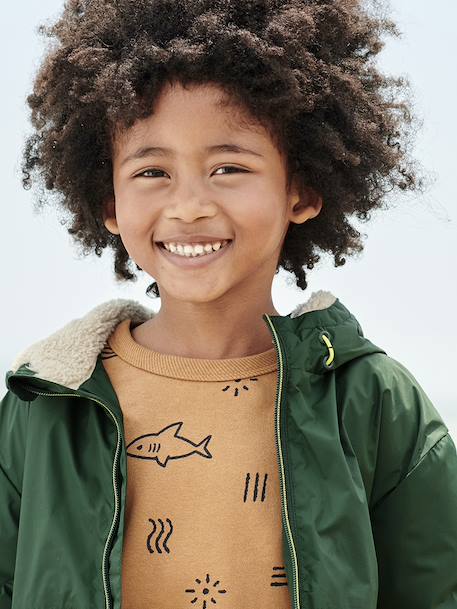Windcheater with Sherpa-Lined Hood for Boys caramel+khaki+navy blue+olive 