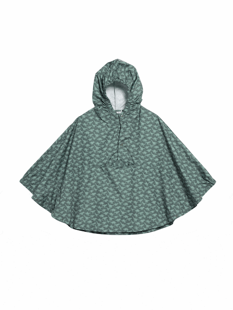 Hooded Rain Poncho with Dinosaur Print for Boys indigo+khaki 