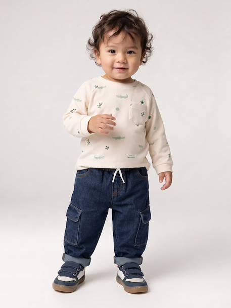 Long-sleeved T-shirt for baby grey blue+vanilla 