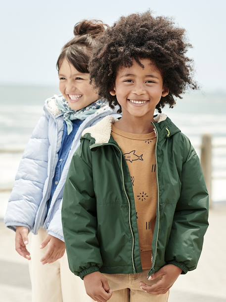 Windcheater with Sherpa-Lined Hood for Boys caramel+khaki+navy blue+olive 