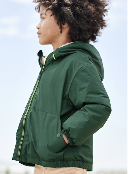 Windcheater with Sherpa-Lined Hood for Boys caramel+khaki+navy blue+olive 