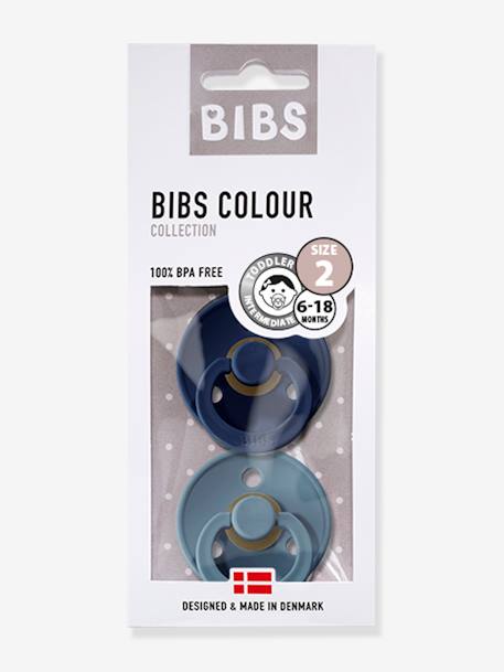 Pack of 2 Dummies, BIBS Colour, Size 2 from 6 to 18 mo. beige+blush+Dark Blue+Dark Grey+green+Ivory/Blush+Light Green+Red/Multi+sage green 