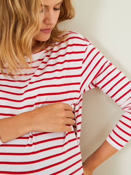 Crossover Top, Maternity & Nursing Special Red Stripes 