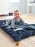 Floor Mattress with Tassels Dark Blue/Print 