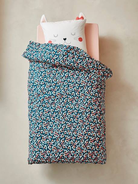 Duvet Cover + Pillowcase Set for Children, Chat Waou Theme Dark Blue 