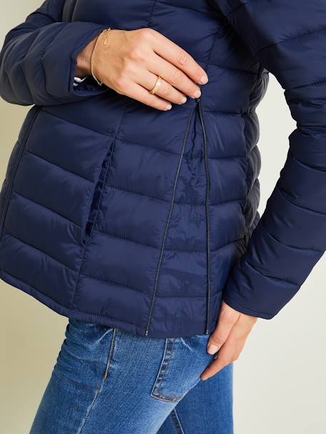 Lightweight Padded Jacket, Adaptable for Maternity & Post-Maternity Dark Blue+GREEN DARK SOLID 