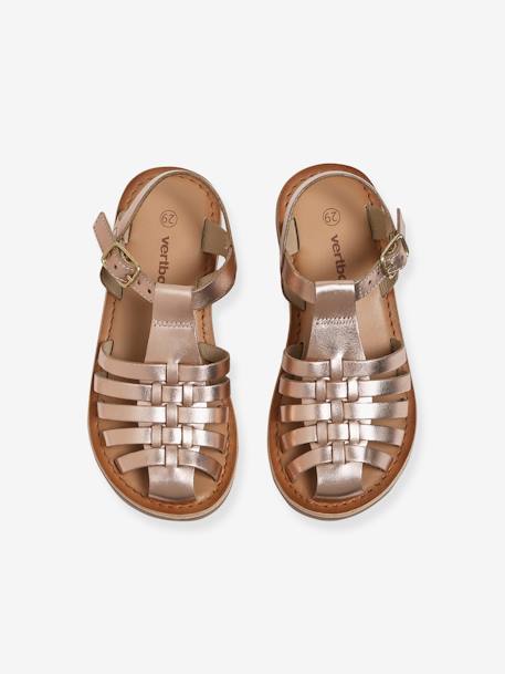 Leather Sandals for Girls Rose Gold 