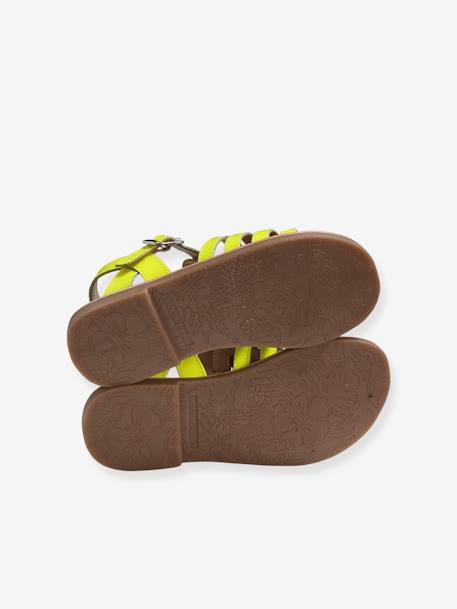 Leather Sandals with Straps, for Girls Bright Yellow+Light Brown+set brown 