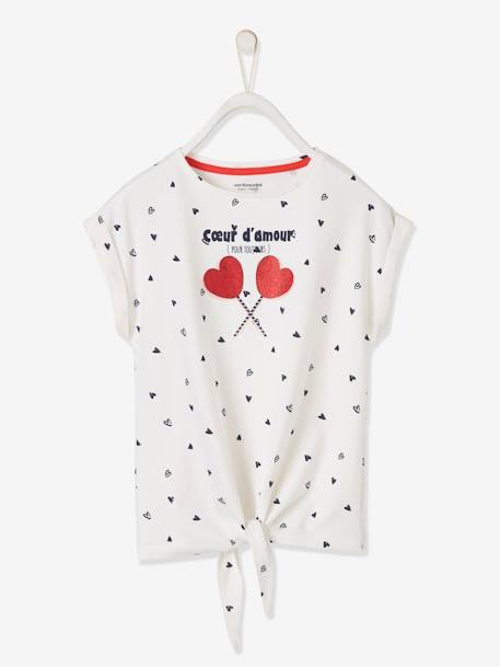 Hearts T-Shirt with Iridescent Detail for Girls White/Print 