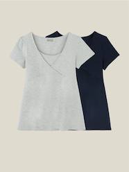 Maternity-T-shirts & Tops-Pack of 2 Wrap-Over T-Shirts, Maternity & Nursing Special