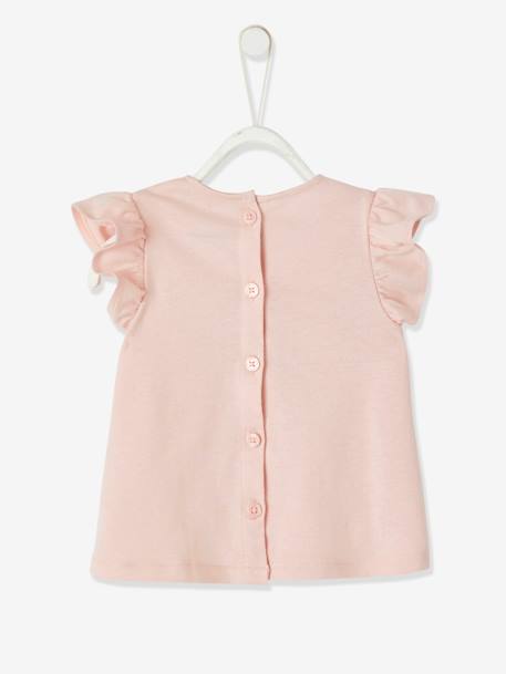 T-Shirt with Flowers in Relief, for Babies Light Pink+vanilla 