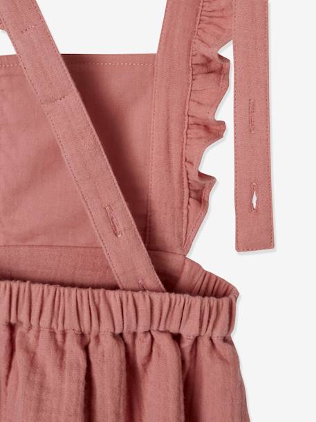 Dungaree Dress in Cotton Gauze, for Babies Pink 
