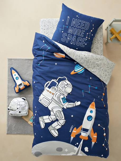 Fitted Sheet for Children, Planets Theme Light Grey/Print 