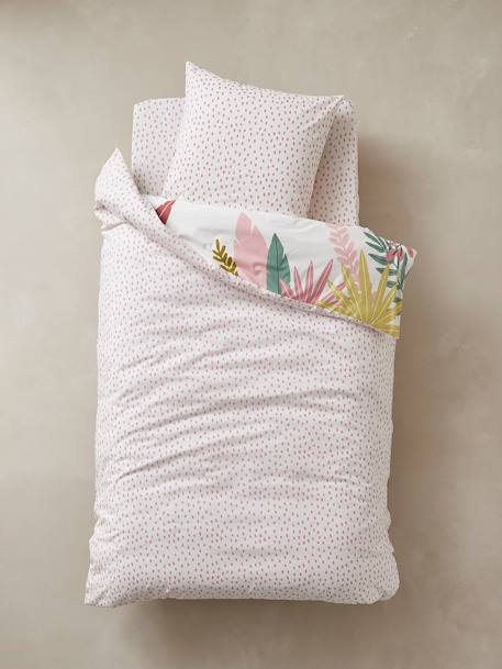 Children's Duvet Cover + Pillowcase Set, PINK JUNGLE White 