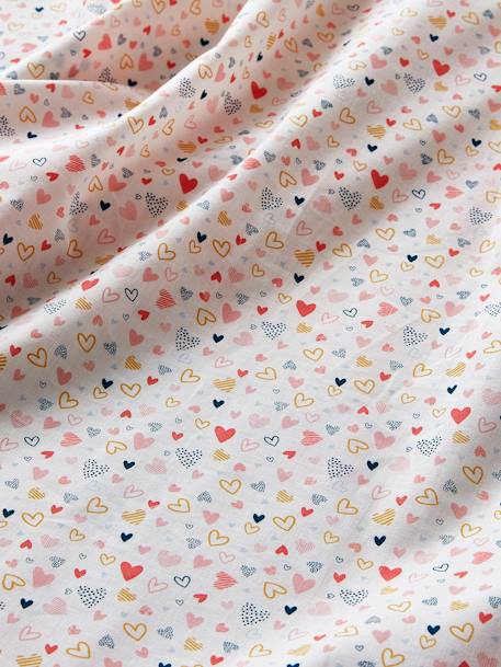 Children's Duvet Cover + Pillowcase Set, Happy Hearts Theme, Basics Light Pink/Print 