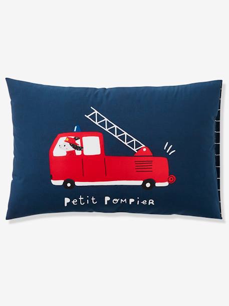 Duvet Cover + Pillowcase Set for Children, 'Petit Pompier' Theme Dark Blue 