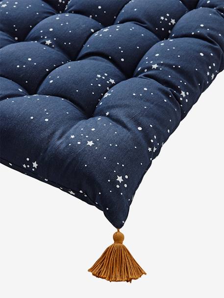 Floor Mattress with Tassels Dark Blue/Print 