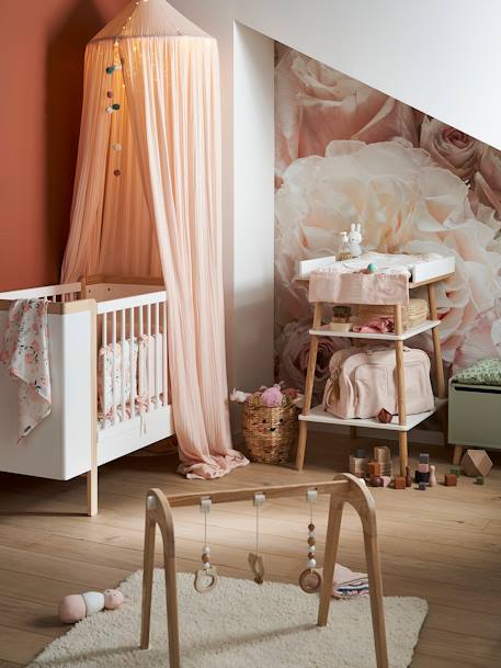 Bed Canopy in Cotton Gauze, EAU DE ROSE Theme cinnamon+Light Pink+sage green+sand beige 